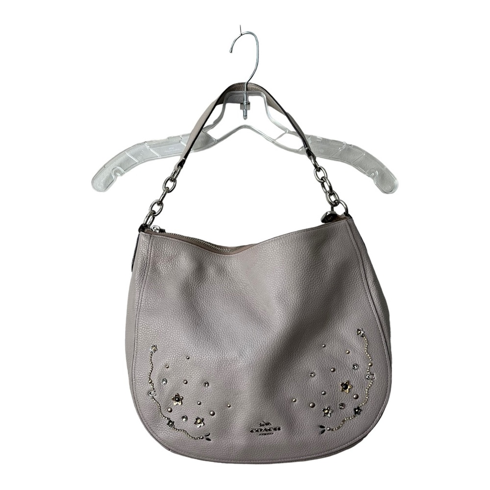 Final * Coach Gray Pebbled Leather Rivet Elle Purse Hobo Bag. Good condition.